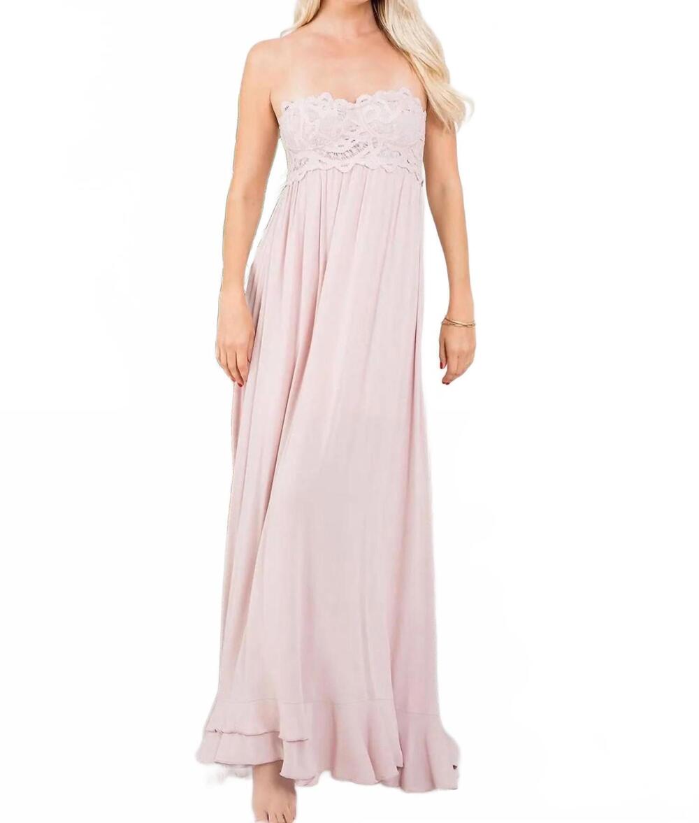 NEW SWEET LOVELY BY JEN summer lace tube maxi dress in nude pink